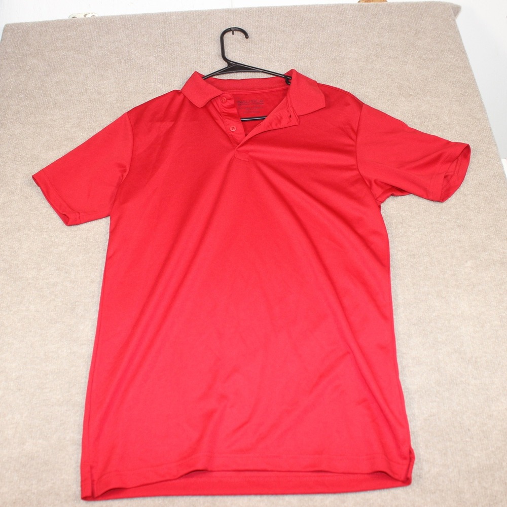 Nautica School Uniform Boys XL 18/20 Red Performance Short Sleeve Polo Shirt